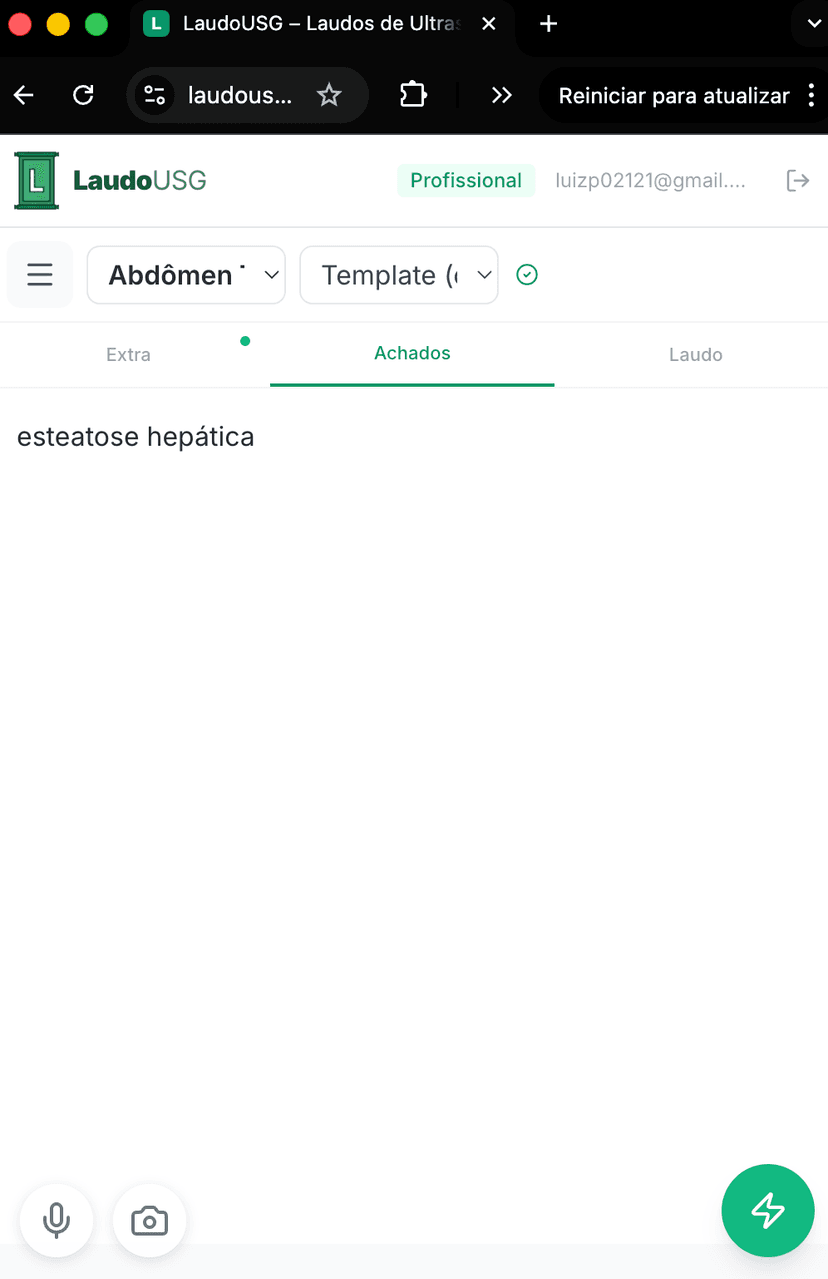 Inserir achados do exame